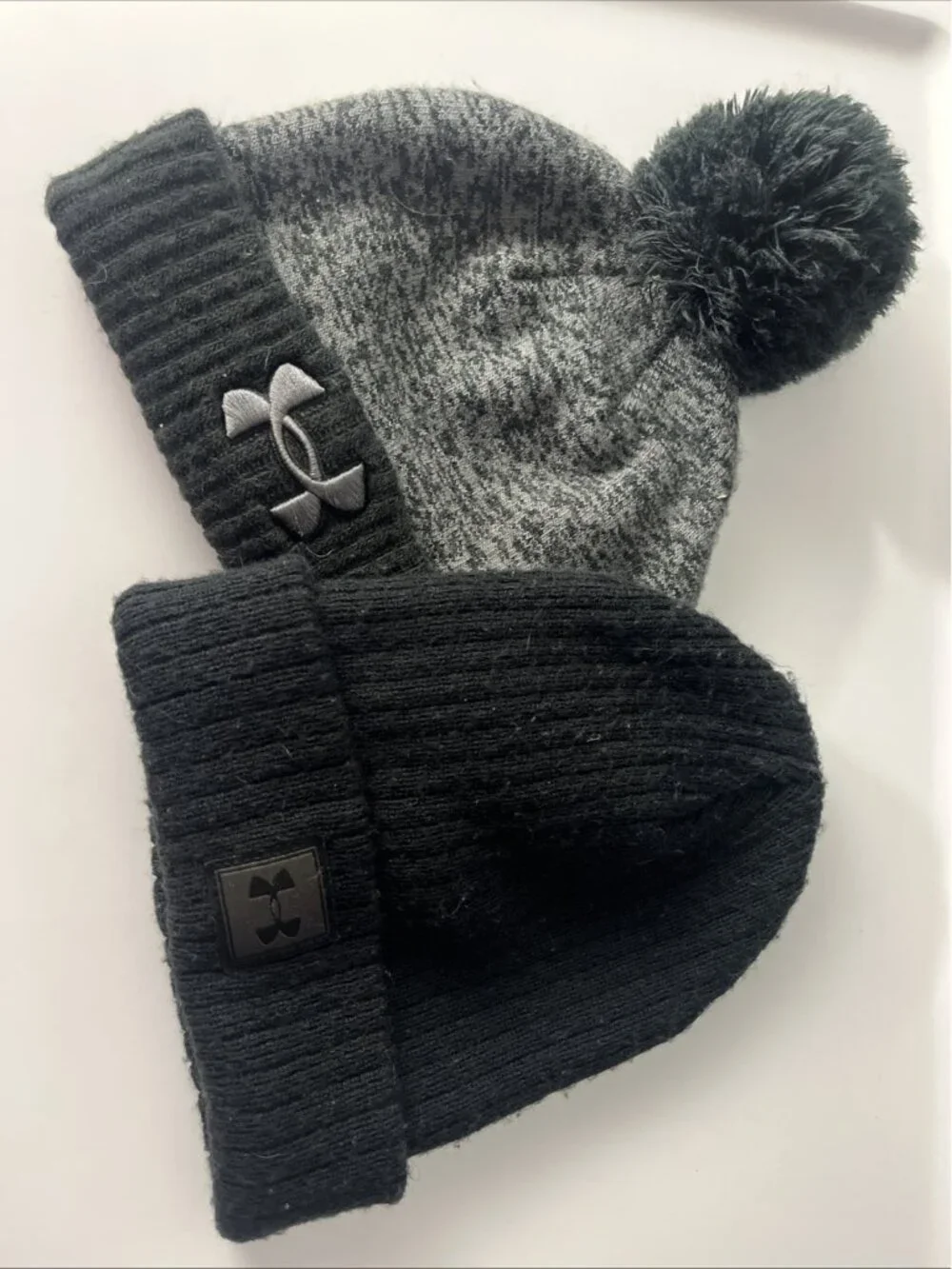 Under Armour Youth Beanies Hats Set Of Two Black Gray One Size Kids